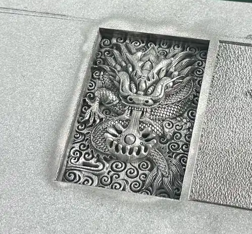 Fiber laser engraving metal sample