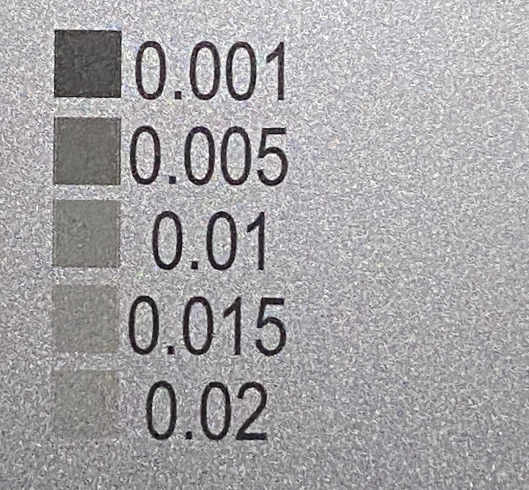Marking effect of different filler densities